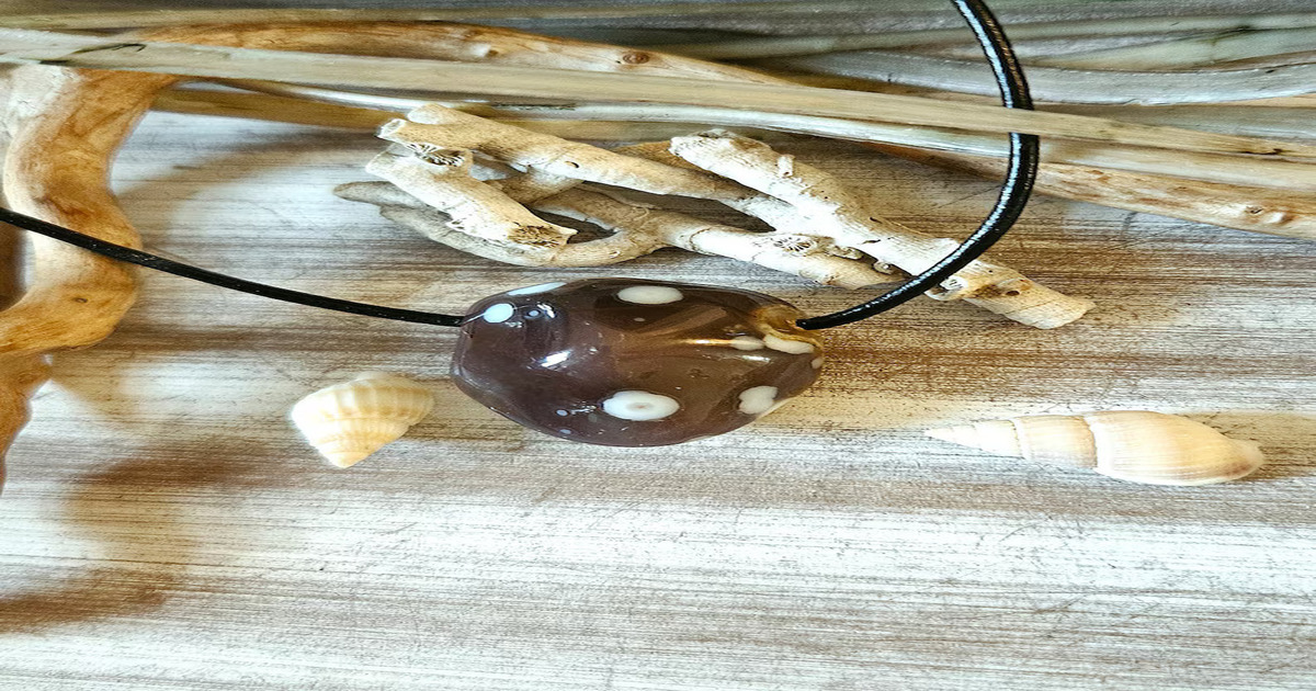 polychrome jasper necklace with leather cord